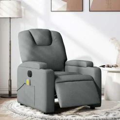 vidaXL Elektrisk massagefåtölj mörkgrå tyg