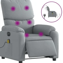 Sale vidaXL Elektrisk massagefåtölj tyg Ljusgrå