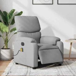 Sale vidaXL Elektrisk massagefåtölj tyg Ljusgrå