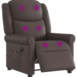 vidaXL Elektrisk massagestol Glänsande brunt konstläder