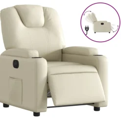 vidaXL Elektrisk reclinerfåtölj gräddvit konstläder