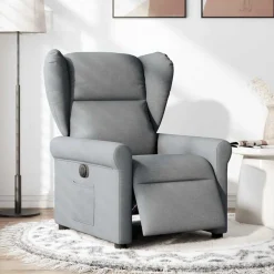 Hot vidaXL Elektrisk reclinerfåtölj tyg Ljusgrå