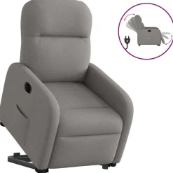 vidaXL Elektrisk reclinerfåtölj med uppresningshjälp taupe tyg