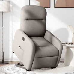 vidaXL Elektrisk reclinerfåtölj med uppresningshjälp taupe tyg