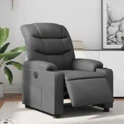 New vidaXL Elektrisk reclinerfåtölj konstläder Grå