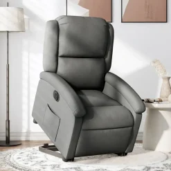 vidaXL Elektrisk reclinerfåtölj med uppresningshjälp mörkgrå tyg