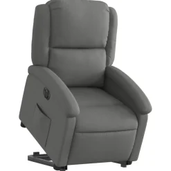 vidaXL Elektrisk reclinerfåtölj med uppresningshjälp mörkgrå tyg
