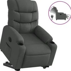 vidaXL Elektrisk reclinerfåtölj med uppresningshjälp mörkgrå tyg
