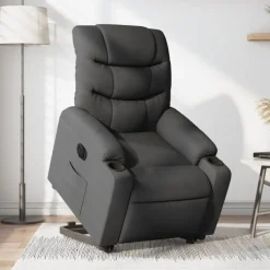 vidaXL Elektrisk reclinerfåtölj med uppresningshjälp mörkgrå tyg
