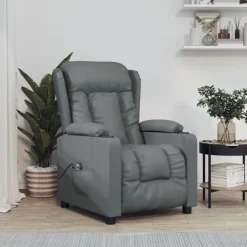vidaXL Elektrisk reclinerfåtölj grå konstläder