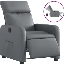 Hot vidaXL Elektrisk reclinerfåtölj konstläder Grå