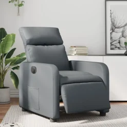 Hot vidaXL Elektrisk reclinerfåtölj konstläder Grå