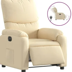 vidaXL Elektrisk reclinerfåtölj gräddvit tyg
