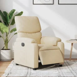 vidaXL Elektrisk reclinerfåtölj gräddvit tyg