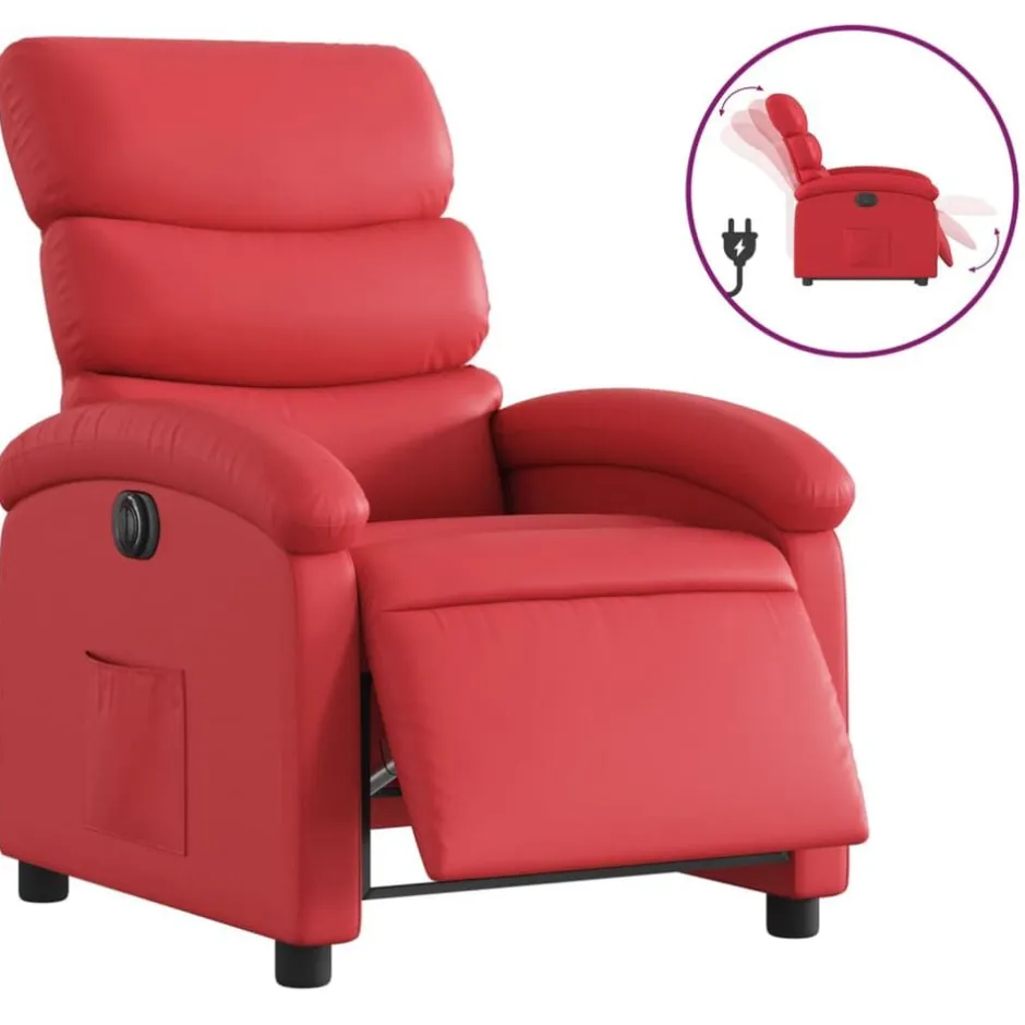 Discount vidaXL Elektrisk reclinerfåtölj konstläder Röd