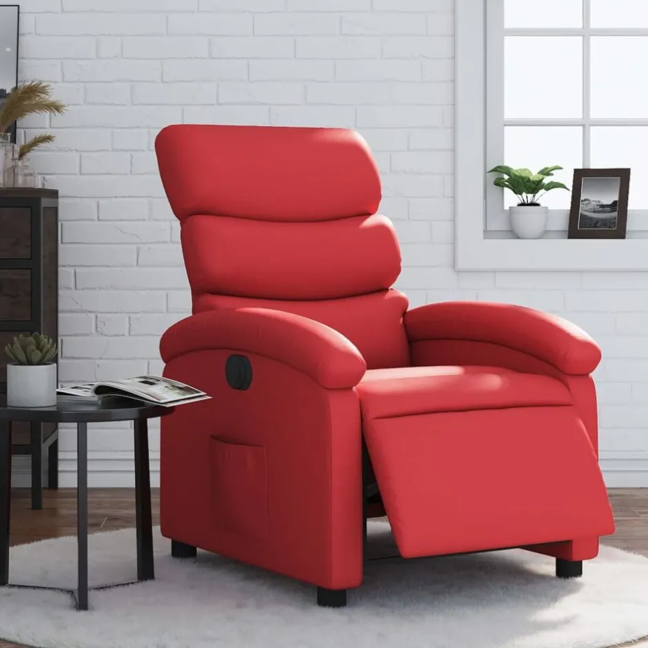 Discount vidaXL Elektrisk reclinerfåtölj konstläder Röd