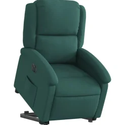 vidaXL Elektrisk reclinerfåtölj med uppresningshjälp mörkgrön tyg