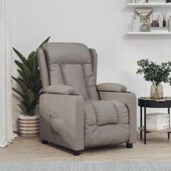 Best vidaXL Elektrisk reclinerfåtölj tyg Taupe