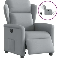Discount vidaXL Elektrisk reclinerfåtölj tyg Ljusgrå