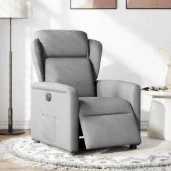 Discount vidaXL Elektrisk reclinerfåtölj tyg Ljusgrå