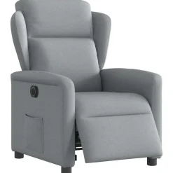 Discount vidaXL Elektrisk reclinerfåtölj tyg Ljusgrå