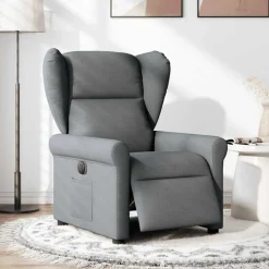 vidaXL Elektrisk reclinerfåtölj mörkgrå tyg