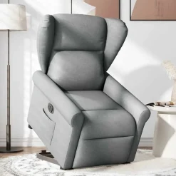 Clearance vidaXL Elektrisk reclinerfåtölj med uppresningshjälp tyg Ljusgrå