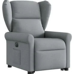 Clearance vidaXL Elektrisk reclinerfåtölj med uppresningshjälp tyg Ljusgrå
