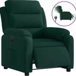 New vidaXL Elektrisk reclinerfåtölj sammet Mörkgrön