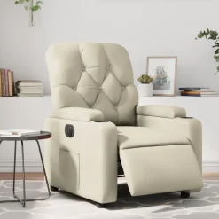 vidaXL Elektrisk reclinerfåtölj gräddvit konstläder