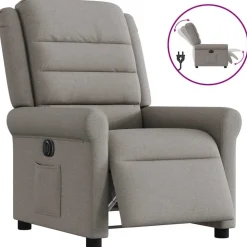 vidaXL Elektrisk reclinerfåtölj taupe tyg