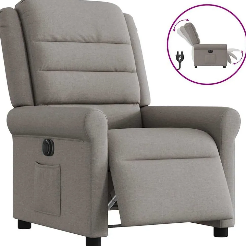 vidaXL Elektrisk reclinerfåtölj taupe tyg