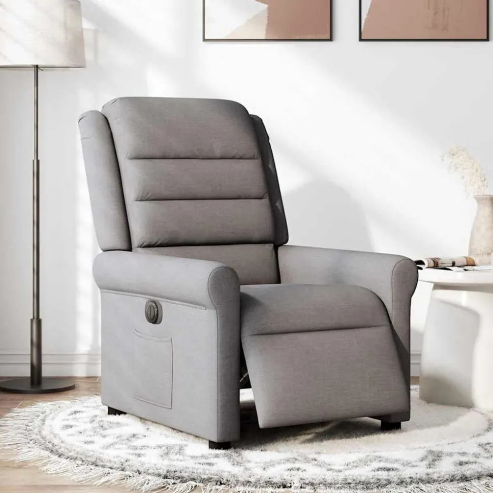 vidaXL Elektrisk reclinerfåtölj taupe tyg