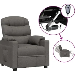 Clearance vidaXL Elektrisk reclinerfåtölj tyg Mörkgrå