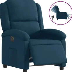 vidaXL Elektrisk reclinerfåtölj blå sammet