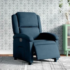 vidaXL Elektrisk reclinerfåtölj blå sammet