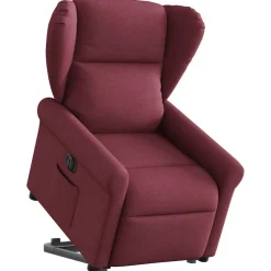 Clearance vidaXL Elektrisk reclinerfåtölj med uppresningshjälp tyg Vinröd