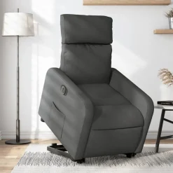 vidaXL Elektrisk reclinerfåtölj med uppresningshjälp mörkgrå tyg
