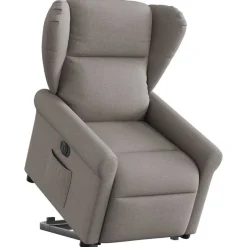 Best vidaXL Elektrisk reclinerfåtölj med uppresningshjälp tyg Taupe