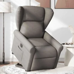 Best vidaXL Elektrisk reclinerfåtölj med uppresningshjälp tyg Taupe