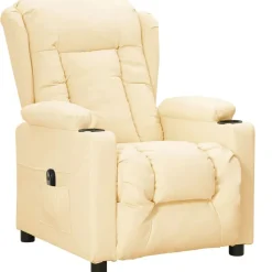 Hot vidaXL Elektrisk reclinerfåtölj gräddvit konstläder Kräm