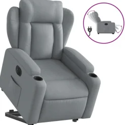Online vidaXL Elektrisk reclinerfåtölj med uppresningshjälp tyg Ljusgrå