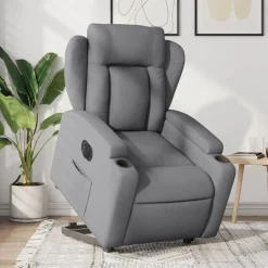 Online vidaXL Elektrisk reclinerfåtölj med uppresningshjälp tyg Ljusgrå