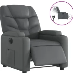 New vidaXL Elektrisk reclinerfåtölj konstläder Grå