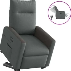 vidaXL Elektrisk reclinerfåtölj med uppresningshjälp mörkgrå tyg