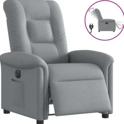 Online vidaXL Elektrisk reclinerfåtölj tyg Ljusgrå