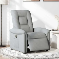 Online vidaXL Elektrisk reclinerfåtölj tyg Ljusgrå