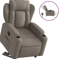 vidaXL Elektrisk reclinerfåtölj med uppresningshjälp taupe tyg