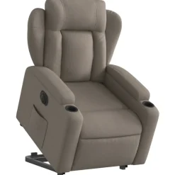 vidaXL Elektrisk reclinerfåtölj med uppresningshjälp taupe tyg
