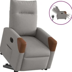 vidaXL Elektrisk reclinerfåtölj med uppresningshjälp taupe tyg